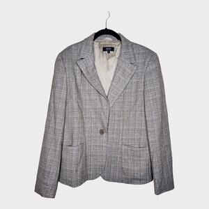 Zanella Laura Wool Teed Blazer Jacket  Lined Single Button Tan Women's Size 12